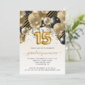 バルーンアーチブラック金ゴールドキンセニェラ招待状 招待状 (スタンド正面)