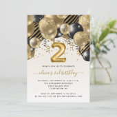 バルーンアーチブラック金ゴールド2nd誕生日パーティー 招待状 (スタンド正面)