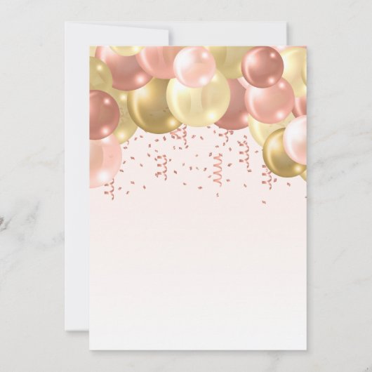 バルーンアーチ赤面金ゴールドガールズ2nd誕生日パーティー 招待状 (裏面)