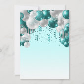 バルーンアーチ ティール シルバー 女の子 2歳 誕生日パーティー 招待状 (裏面)