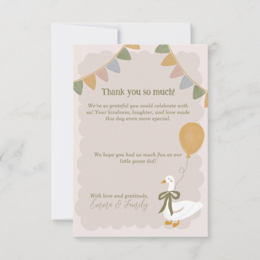 バルーンイエローギンガム誕生日 シリーゴース サンキューカード (正面)