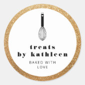 バルーンウィスクブラックフェイク金ゴールドグリッターベーカリー ラウンドシール (正面)