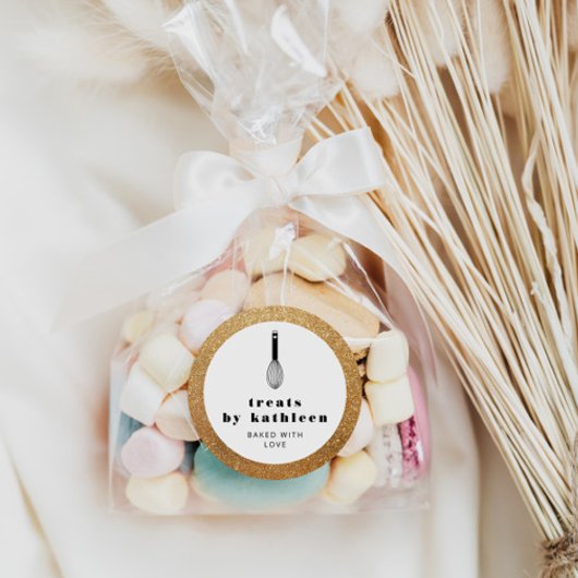 バルーンウィスクブラックフェイク金ゴールドグリッターベーカリー ラウンドシール