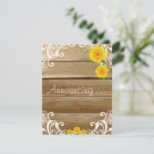 バルーンウッドのひまわりとヴィンテージラベのエンゲージメント 案内状 (スタンド正面)