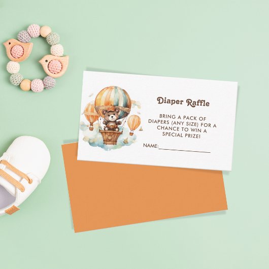 バルーンウッドランドかわいいクマおむつラッフルチケット エンクロージャーカード