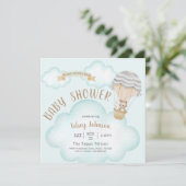 バルーンウッドランドテディベア赤ちゃんシャワー招待状 招待状 (スタンド正面)