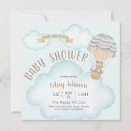 バルーンウッドランドテディベア赤ちゃんシャワー招待状 招待状