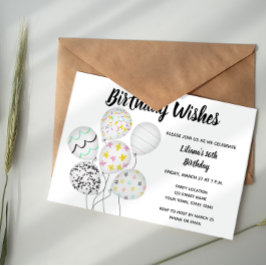 バルーンエレガント誕生日招待状 招待状