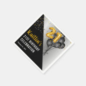 バルーンエレガント黒 |金ゴールド21歳の誕生日パーティー スタンダードカクテルナプキン (角)