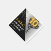 バルーンエレガント黒 |金ゴールド70th誕生日パーティー スタンダードカクテルナプキン (角)