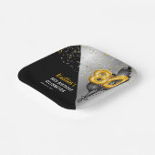 バルーンエレガント黒 |金ゴールド80th誕生日パーティー ペーパープレート (傾斜あり)