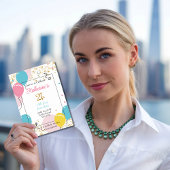 バルーンエレガント21歳の誕生日招待状 招待状