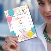 バルーンエレガント21歳の誕生日招待状 招待状