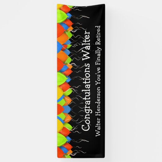 バルーンオフィス退職お祝いバナー 横断幕 (縦)