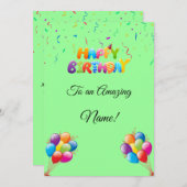 バルーンカスタムと紙吹雪付き誕生日カード シーズンカード (正面/裏面)