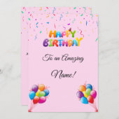 バルーンカスタムと紙吹雪付き誕生日カード シーズンカード (正面/裏面)