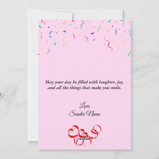 バルーンカスタムと紙吹雪付き誕生日カード シーズンカード (裏面)