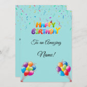 バルーンカスタムと紙吹雪付き誕生日カード シーズンカード (正面/裏面)