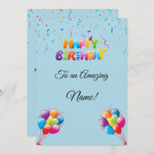 バルーンカスタムと紙吹雪付き誕生日カード シーズンカード (正面/裏面)