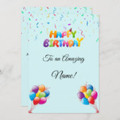 バルーンカスタムと紙吹雪付き誕生日カード シーズンカード (正面/裏面)