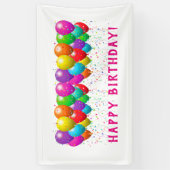 バルーンカスタム付きハッピーバースデー 横断幕 (縦)