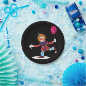 バルーンカラフルおもしろい回路とのハッピーピエロ ペーパープレート (パーティー)