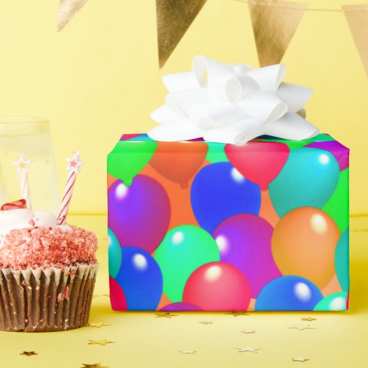 バルーンカラフルお祝いフェスティバルハッピー喜び ラッピングペーパー (誕生日パーティー)