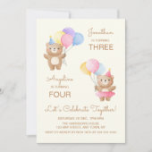 バルーンカラフルがジョイント誕生日 招待状 (正面)