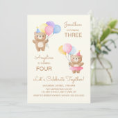 バルーンカラフルがジョイント誕生日 招待状 (スタンド正面)