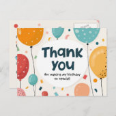 バルーンカラフルと紙吹雪誕生日ありがとう ポストカード (正面/裏面)