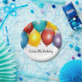 バルーンカラフルと紙吹雪誕生日パーティー ペーパープレート (パーティー)