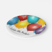 バルーンカラフルと紙吹雪誕生日パーティー ペーパープレート (アングル)