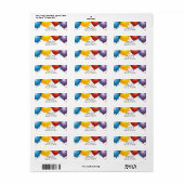 バルーンカラフルと紙吹雪誕生日パーティー ラベル (フルシート)