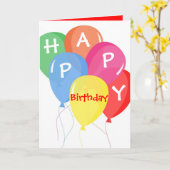 バルーンカラフルのカスタム誕生日カード カード (黄色い花)