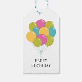 バルーンカラフルのシンプルハッピーバースデー ギフトタグ