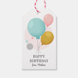 バルーンカラフルのパーソナライズされたハッピーバースデー ギフトタグ