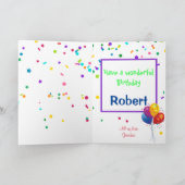 バルーンカラフルの個人用名前の年齢誕生日 カード (内部)