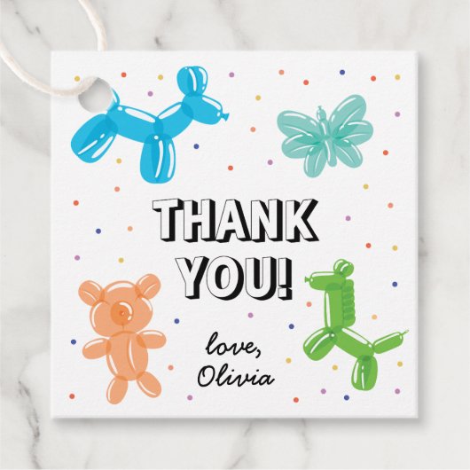 バルーンカラフルアニマルバースデーパーティーありがとう フェイバータグ (正面)