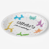 バルーンカラフルアニマルバースデーパーティー ペーパープレート (アングル)