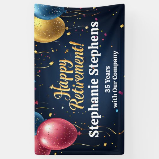 バルーンカラフルカスタム退職パーティーバナー 横断幕 (縦)