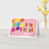 バルーンカラフルガールズ誕生日挨拶 カード (黄色い花)