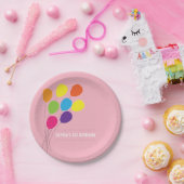 バルーンカラフルガールズ1st誕生日パーティー ペーパープレート (パーティー)