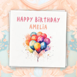 バルーンカラフルキッズハッピーバースデーパーティー スタンダードカクテルナプキン