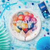 バルーンカラフルキッズハッピーバースデーパーティー ペーパープレート (パーティー)