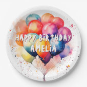 バルーンカラフルキッズハッピーバースデーパーティー ペーパープレート (正面)