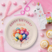 バルーンカラフルキッズハッピーバースデーパーティー ペーパープレート (パーティー)