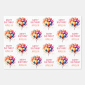 バルーンカラフルキッズハッピーバースデープレゼント ラッピングペーパーシート (正面)