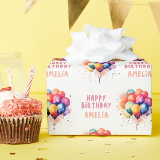 バルーンカラフルキッズハッピーバースデープレゼント ラッピングペーパー (誕生日パーティー)