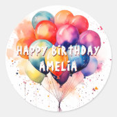 バルーンカラフルキッズハッピーバースデー ラウンドシール (正面)