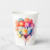 バルーンカラフルキッズハッピーバースデー 紙コップ (裏面)